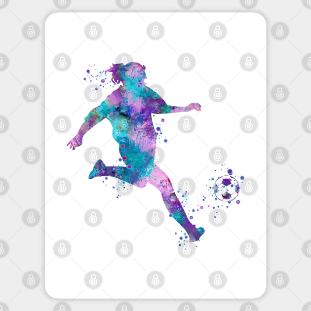 Girl Soccer Player Kick Watercolor Painting Sticker by LotusGifts
